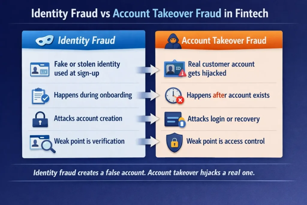 Identity Fraud vs Account Takeover Fraud in Fintech