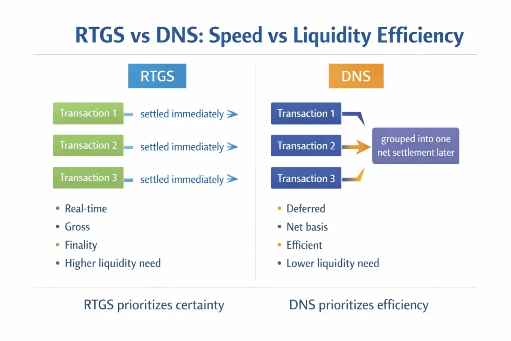 what is rtgs ; RTGS vs DNS Speed vs Liquidity Efficiency
